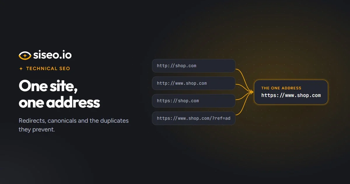 One site, one address: redirects and canonicals